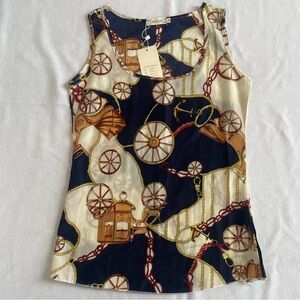 NWT LIVA GIRL
Navy and Cream Patterned Tank Top S/XS